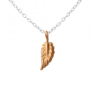 Lantisor din argint cu pandantiv frunza placata cu aur roz 14K model DiAmanti DIA34557 (Argint 925‰ 1 g.)